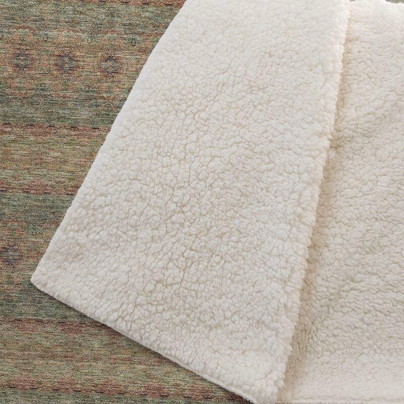 Premium Machine Washable Boho Stripes Sherpa Throw Blanket