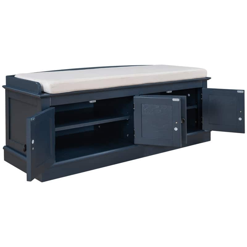 48 inch Movable Cushion Storage Bench for Entryway, Living Room