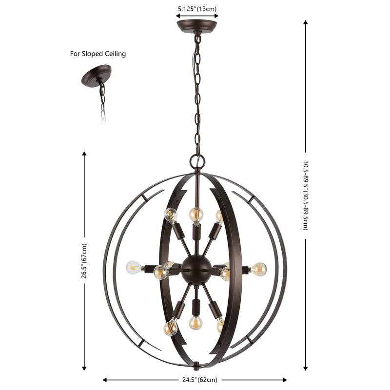 SAFAVIEH Home Lighting Collection Syosset 90" Glam Pendant (12-bulb) - 25" W x 25" D x 90" H