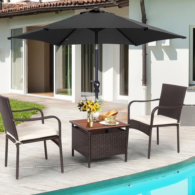 Ainfox 7.5ft Patio Umbrella with Base Outdoor Umbrella - Black