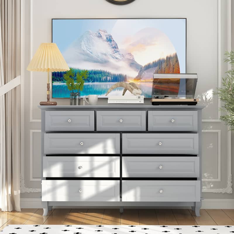 55.1"W 9-Drawer Dresser: Spacious and Sleek Design Chest Lacquer