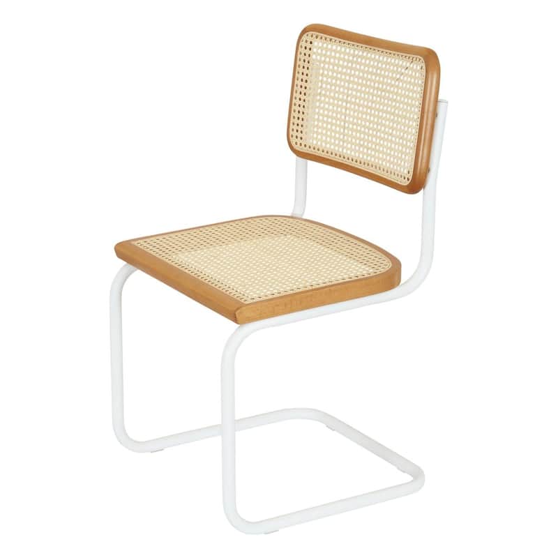 Breuer Chair Company Marcel Breuer Cesca Cane Cantilever Side Chair w/ White Steel Frame (Various Wood & Cane Colors)