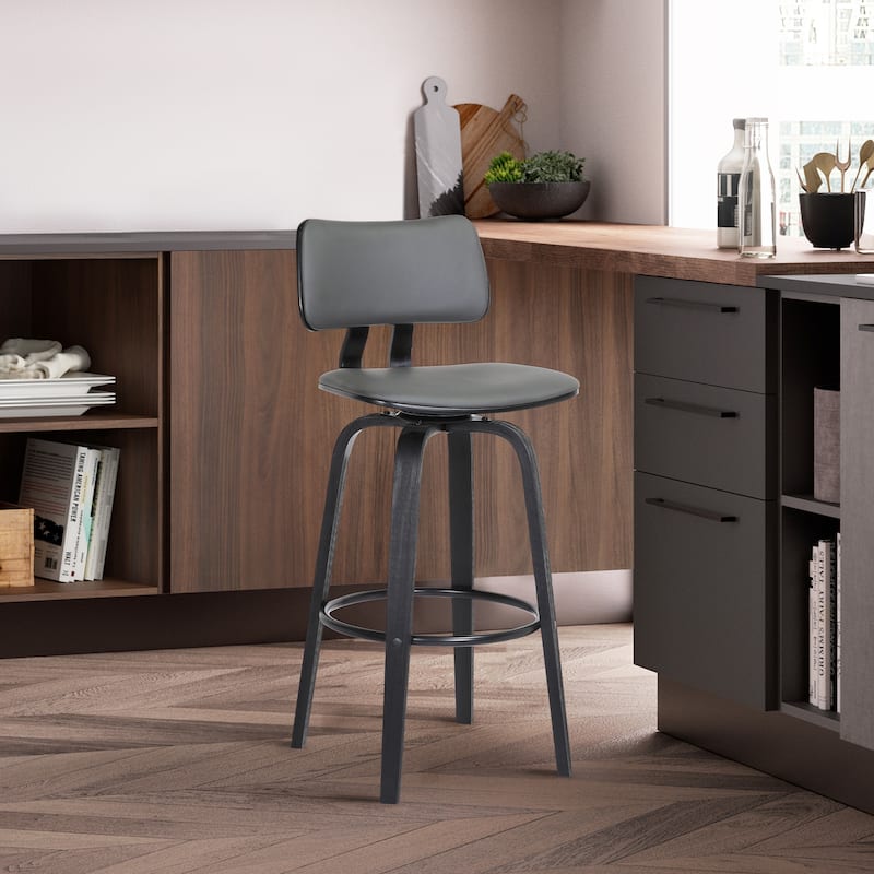 Pico Upholstered Swivel Bar/Counter Stool - Grey/Black - Counter Height
