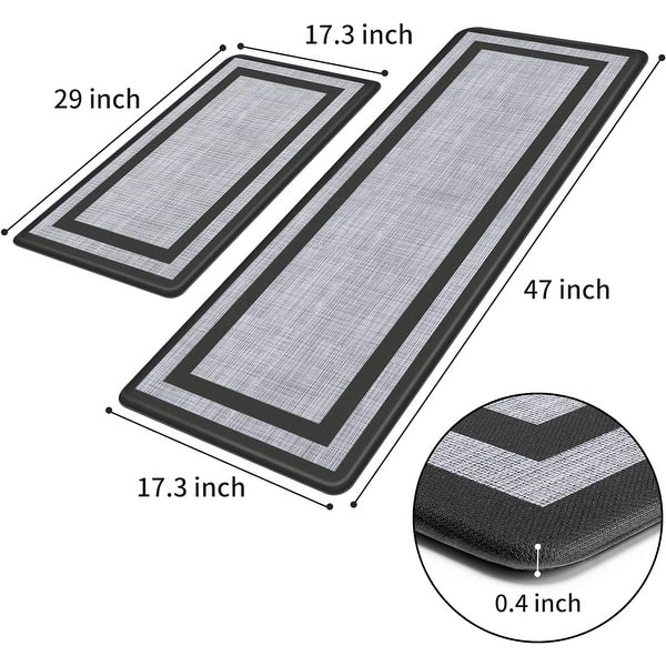 2 PCS Kitchen Mat Cushioned Anti-Fatigue Non-Skid Waterproof Rugs - 17.3x47