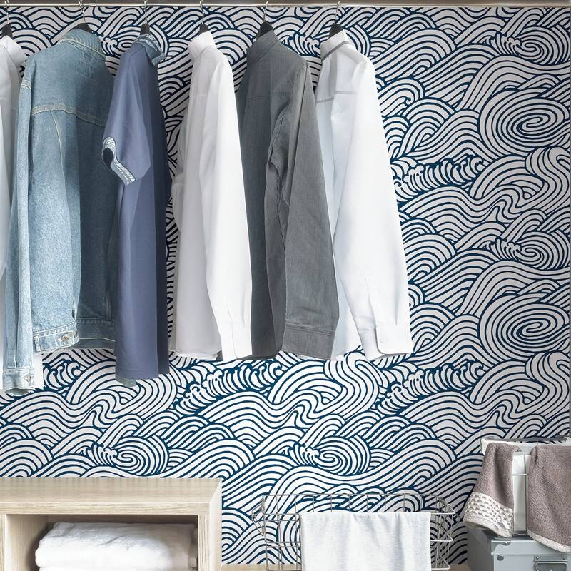 NuWallpaper Navy Saybrook Peel & Stick Wallpaper - 216in x 20.5in x 0.025in