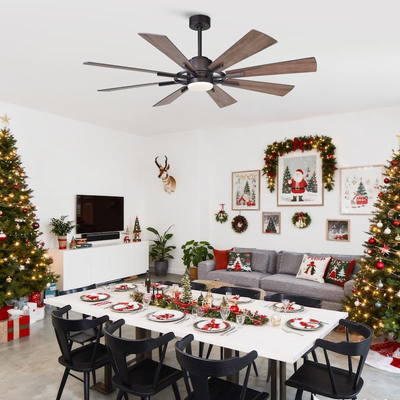 60" Oil-rubbed Bronze Large Windmill Ceiling Fan with Light and Remote - 60 Inches