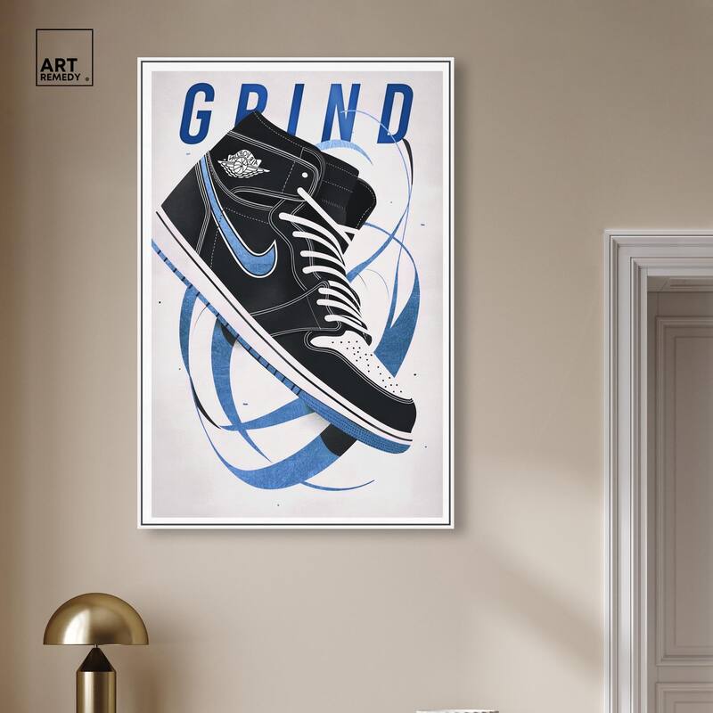 Blue Ribbon Sneaker Canvas by Art Remedy