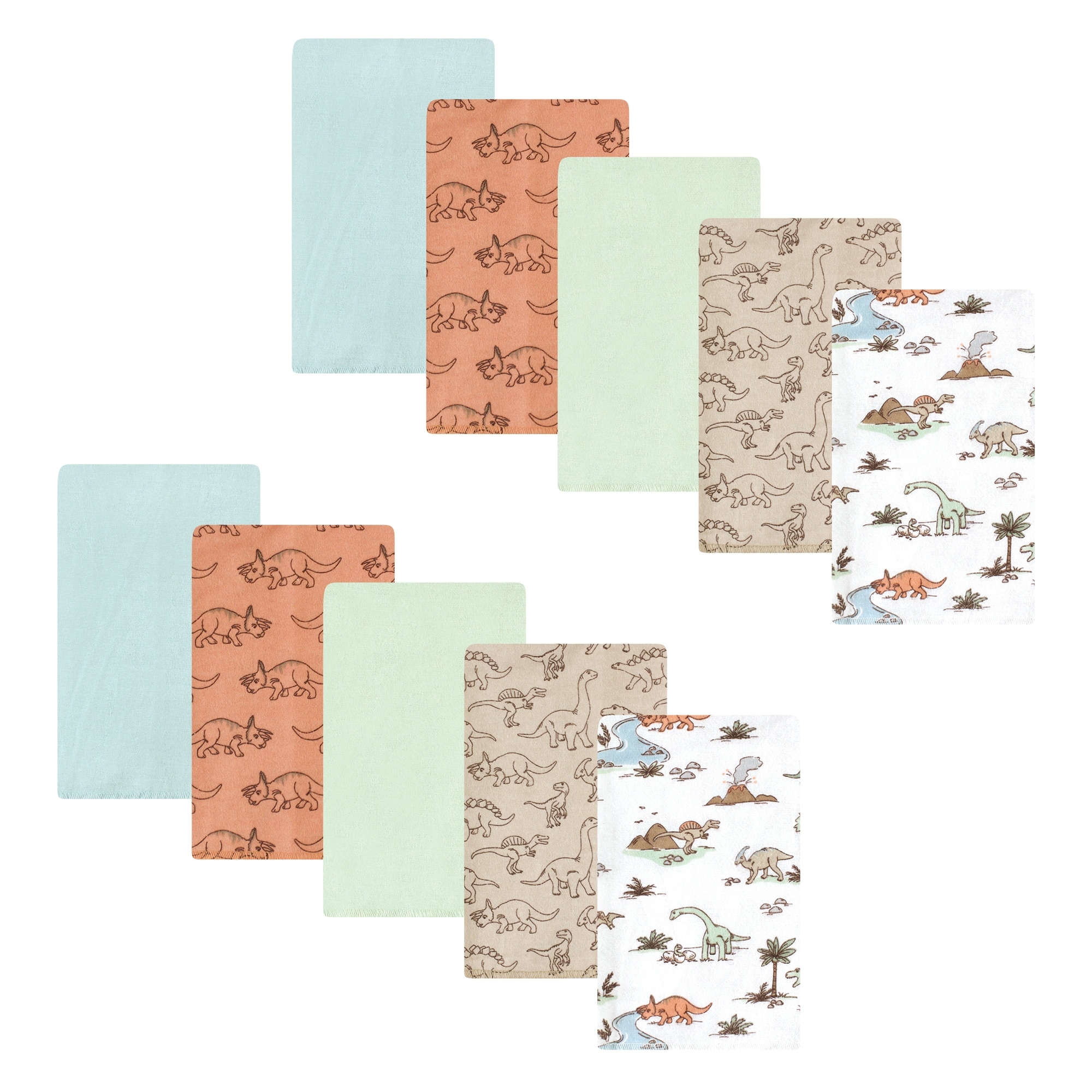 Hudson Baby Cotton Flannel Burp Cloths, Dinosaur Adventures 10-Pack, One Size - Dinosaur Adventures 10-Pack - One Size
