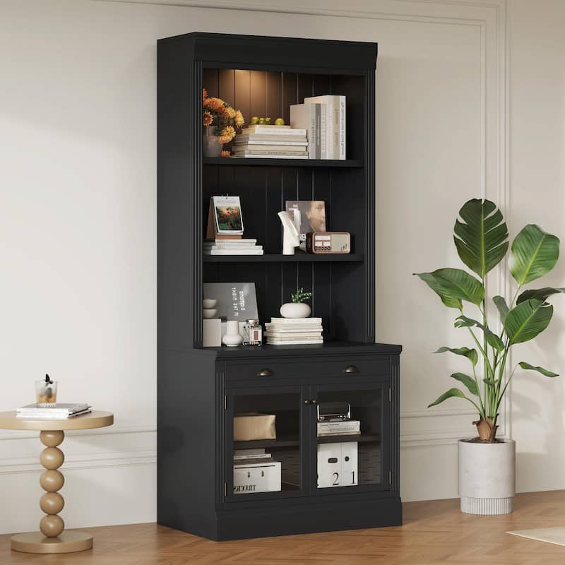 83.4" Tall Bookshelf with LED Lighting