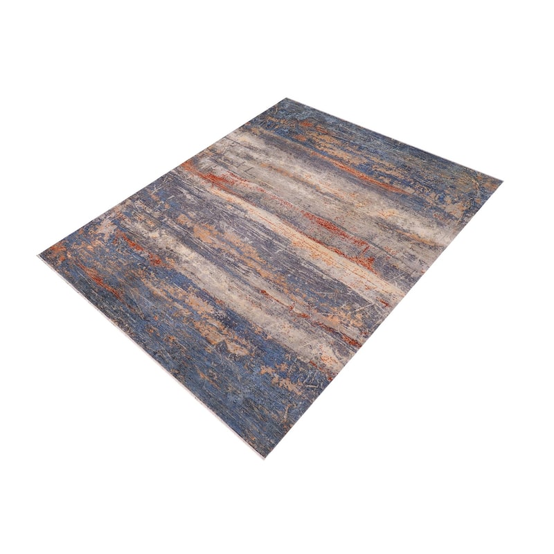 Contemporary Ziegler Victor Blue Rust Wool&Silk Rug - 10'0'' x 14'4''