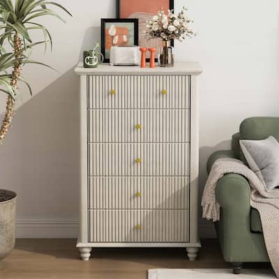 Fluted 5 Drawer Dresser Cabinet