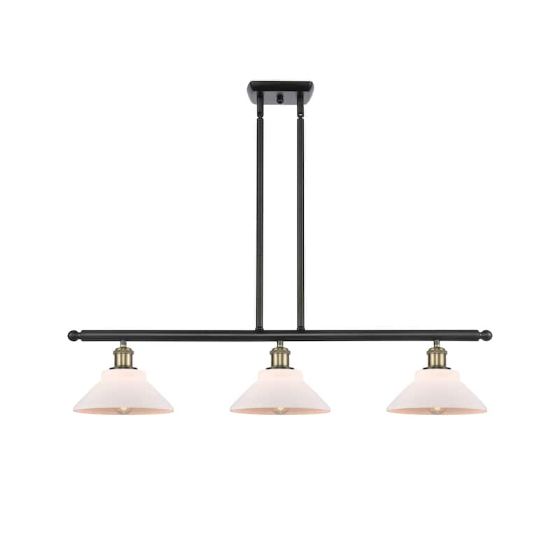 Innovations Lighting Orwell 3 Light 36" Wide Linear Chandelier - Black Antique Brass / Matte White