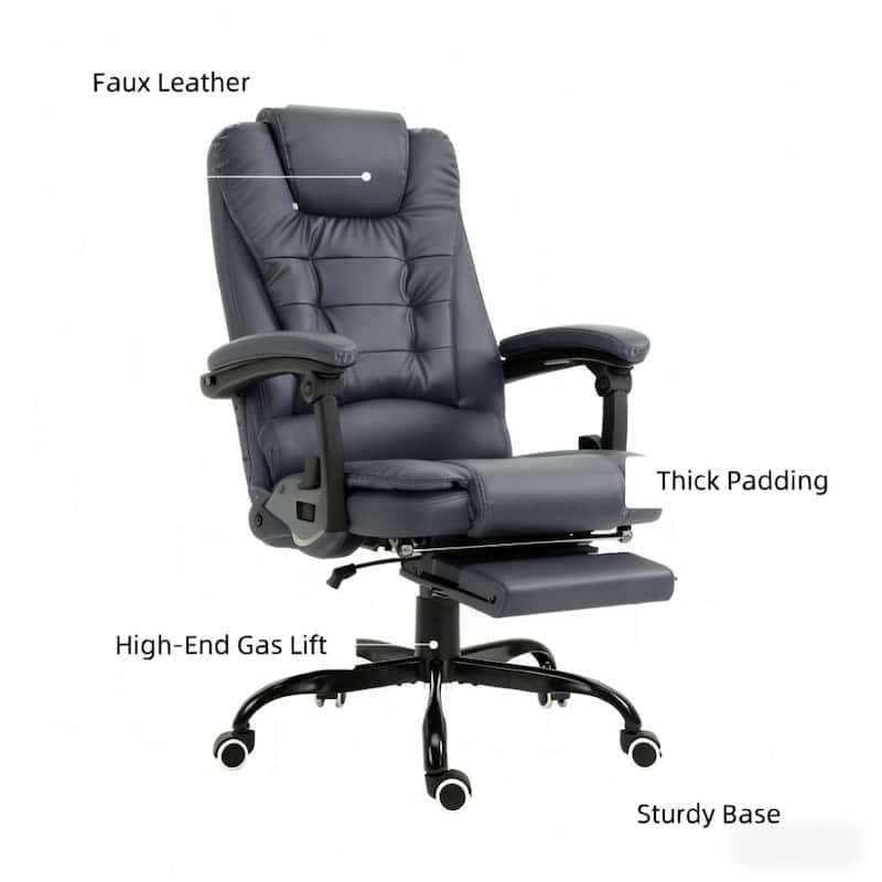 Massaging Office Desk Chair, Massage Office Chair High Back with Lumbar Support, Footrest