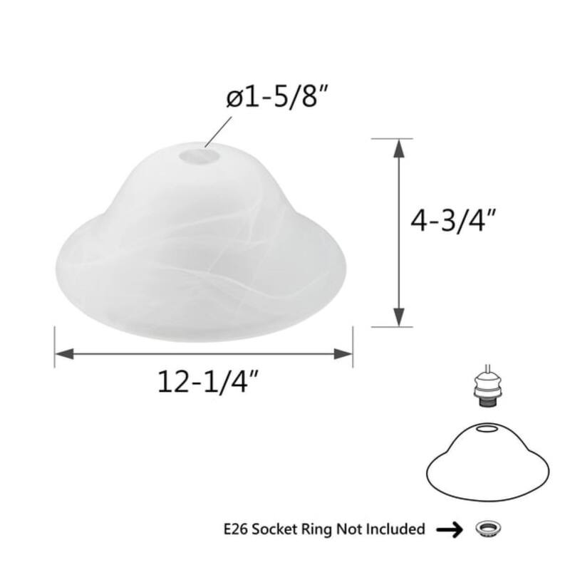 Aspen Creative Torchiere/Swag/Pendant/Island Fixture Glass Shade.Alabaster Finish.4-3/4" Height x 12-1/4" Diameter