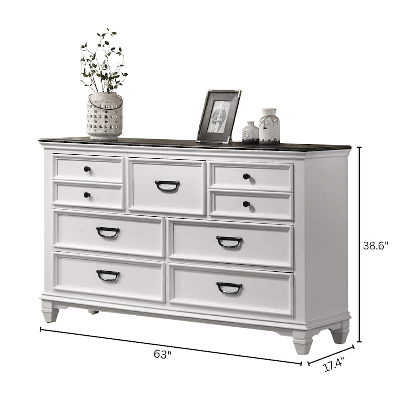 Roundhill Furniture Clelane Wood 7-Drawer Dresser