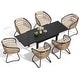 preview thumbnail 30 of 50, 5/7/11-Piece Set Outdoor Aluminum Extendable Patio Dining Set Rectangle Table with Rattan Chairs