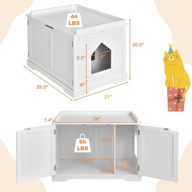 Multifunctional Cat House with Double Doors and Extra Countertop Space
