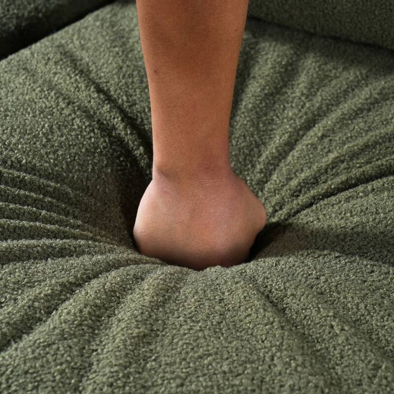 Roomfitters 84" 3-Seater Sofa, Teddy Velvet Couch with Integrated Solid Wood Legs and Curved Arc Armrests