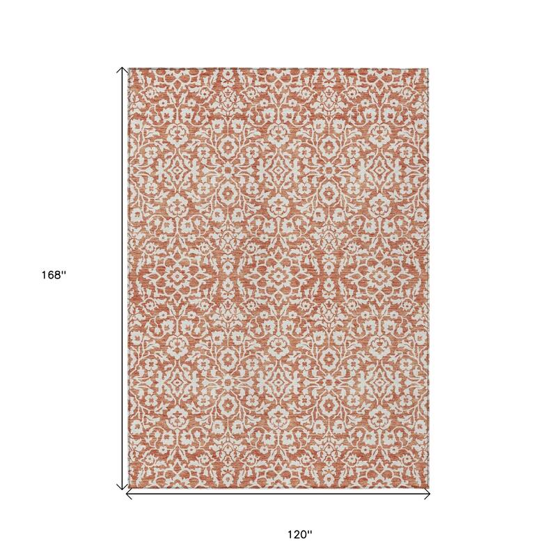 HomeRoots Damask Traditional Rectangle Outdoor Rug