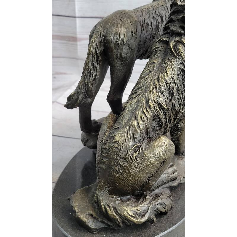 Imitative Wolf Pack 2 Wolves Howling Bronze Statue Sculpture Wildlife Decor Art By Barye
