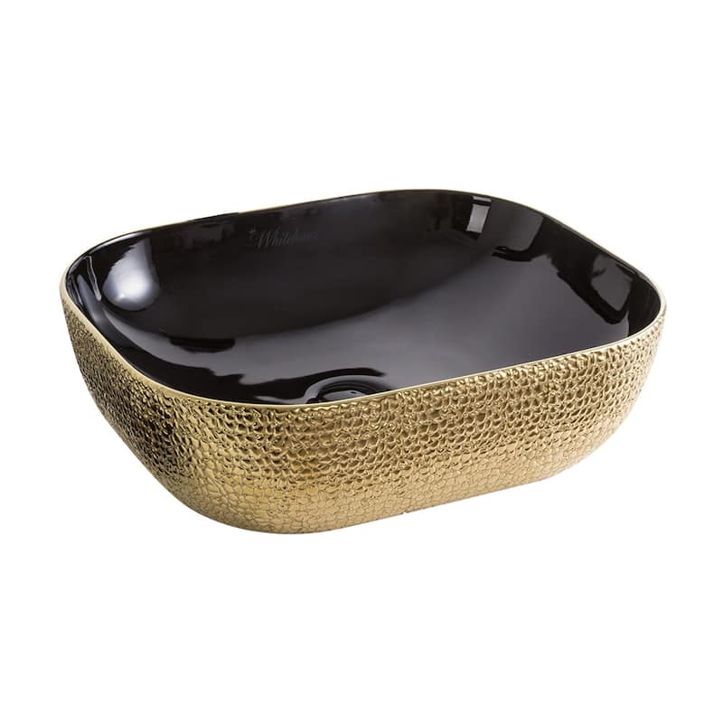 Whitehaus Isabella Plus 18" Vitreous China Vessel Bathroom Sink - Black/Gold