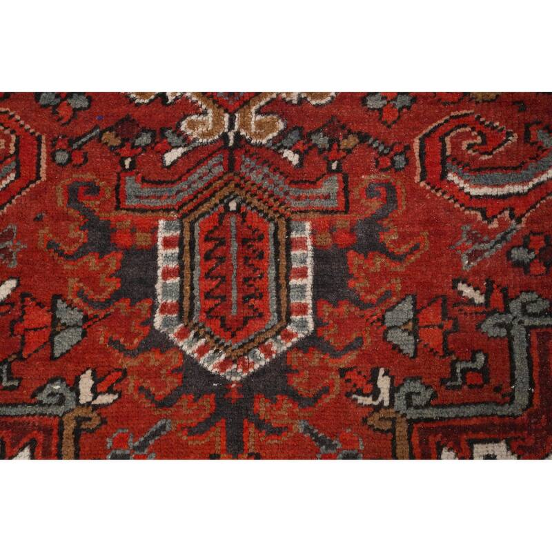 Hand Knotted Oriental 100% Wool Carpet Traditional Medallion Red Heriz Area Rug - 11' 4'' X 8' 8''