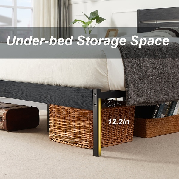 Javlergo Platform Bed Frame with Wood Headboard, Strong