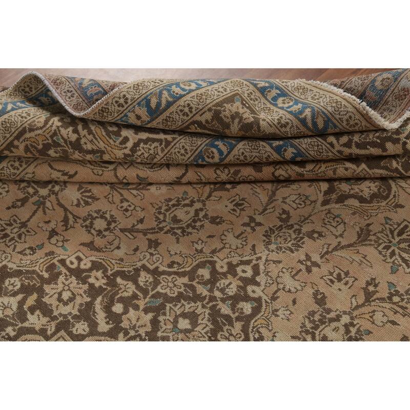Traditional Mashad Persian Vintage Rug Handmade Wool Carpet - 9'10"x 12'11"