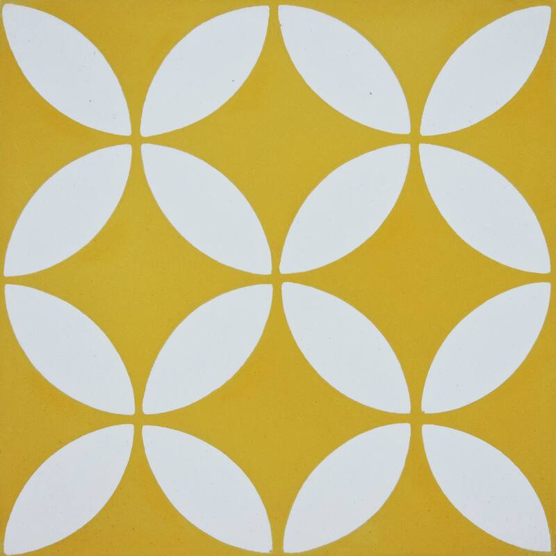 Amlo Handmade Cement Tile, 8x8, Yellow-White