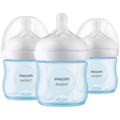 Natural Baby Bottle with Natural Response Nipple in Blue 3 Pack