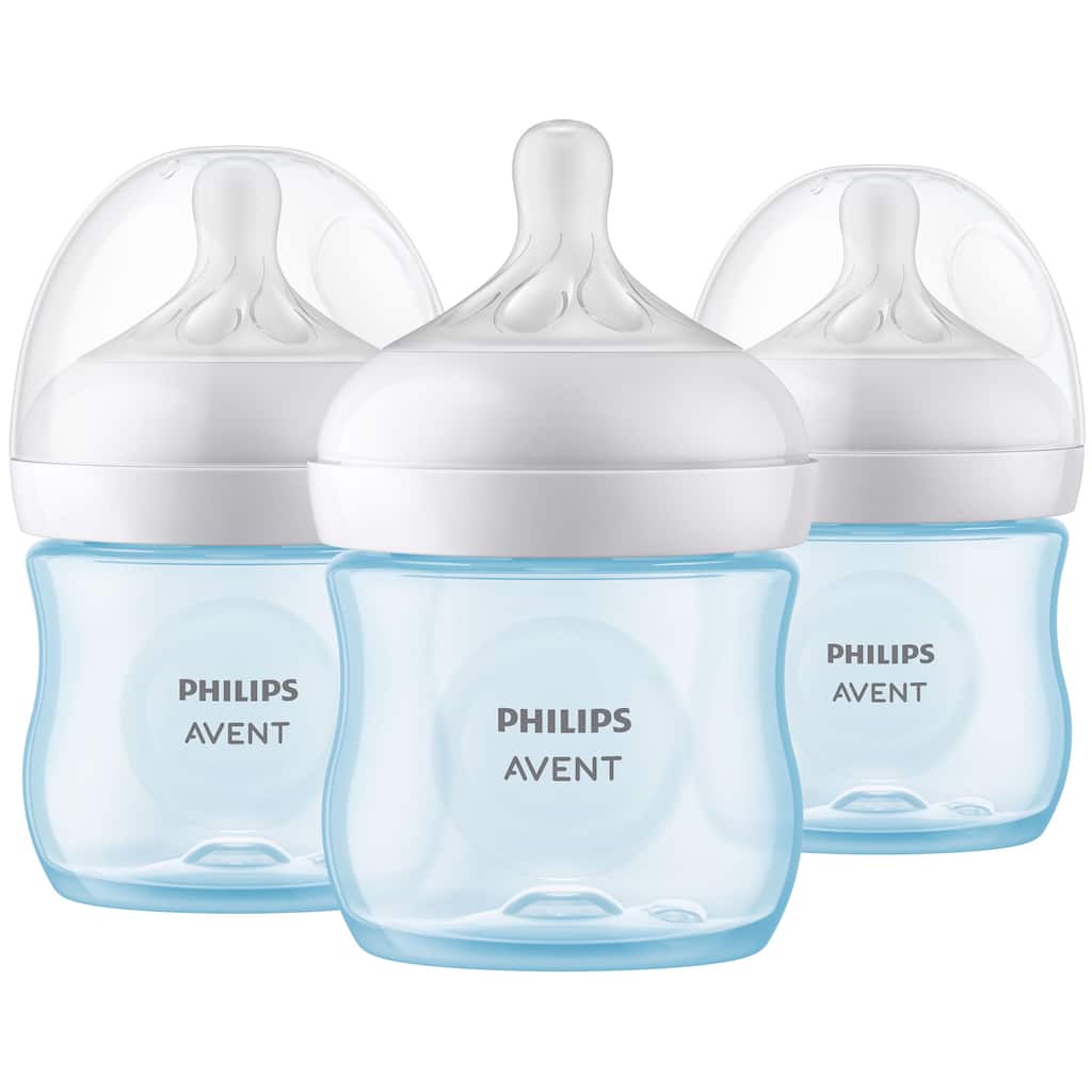 Natural Baby Bottle with Natural Response Nipple in Blue 3 Pack