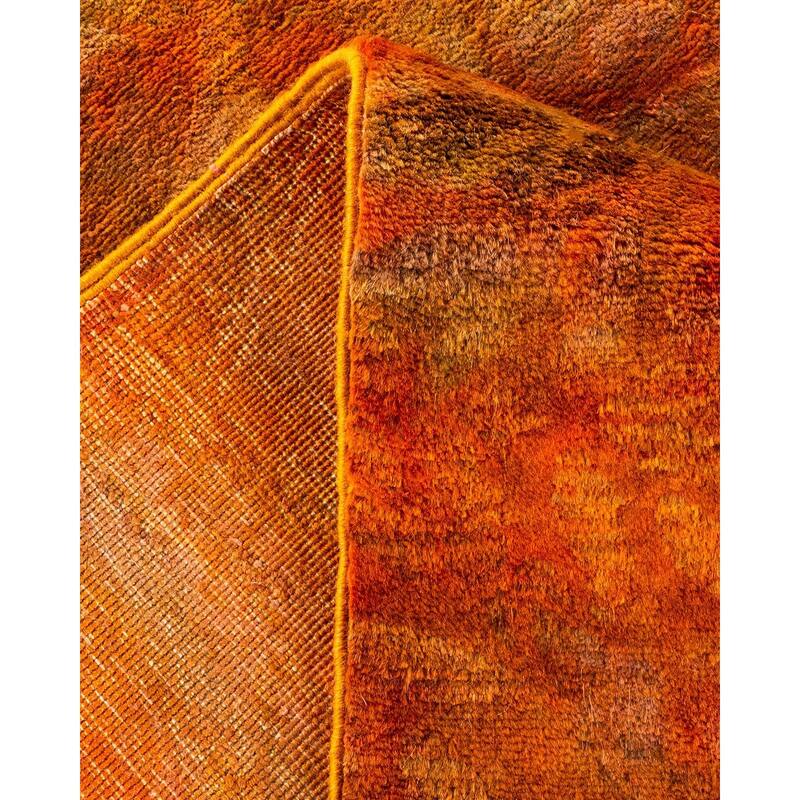 Overton Hand Knotted Wool Vintage Inspired Modern Contemporary Overdyed Orange Area Rug - 6' 1" x 12' 3"