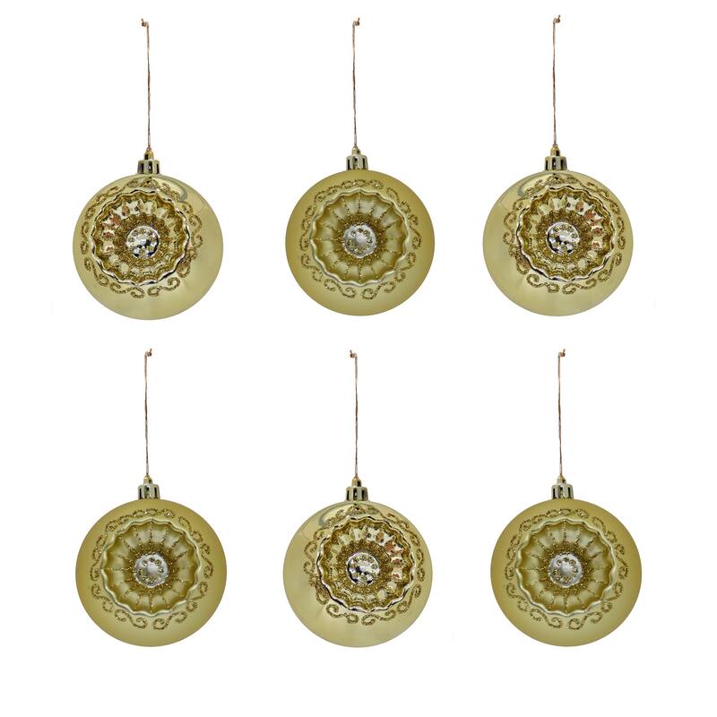 National Tree Company 6-Piece Shatterproof Glittering Gold Ornaments - 3 in