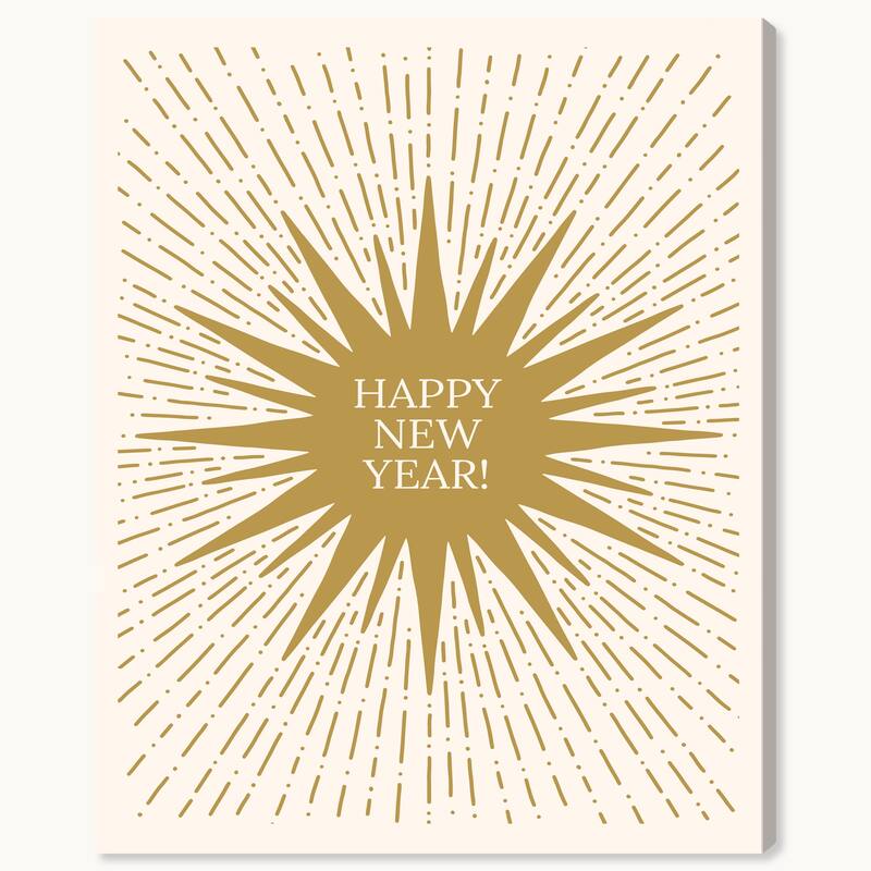 Wynwood Studio Canvas Holiday and Seasonal The Happy Star Shines Gold Modern & Contemporary Wall Art Canvas Print