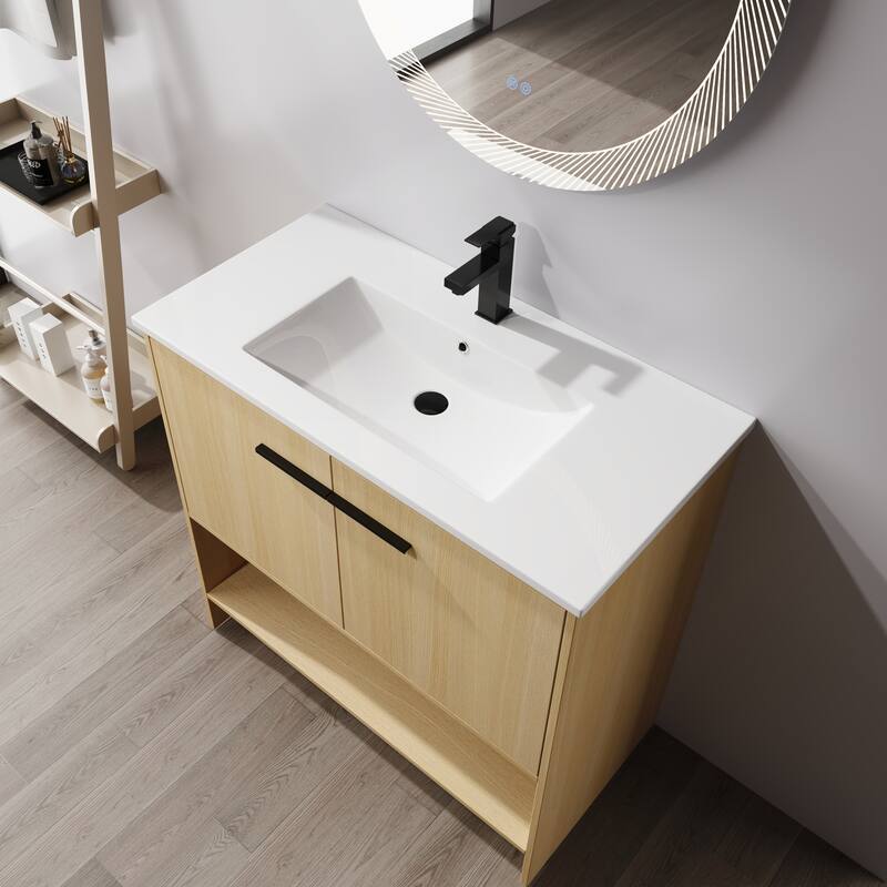 ARTCHIRLY 30/36 Inch Bathroom Vanity with Sink, Freestanding Bathroom Vanity with Soft Close Doors and Shelf