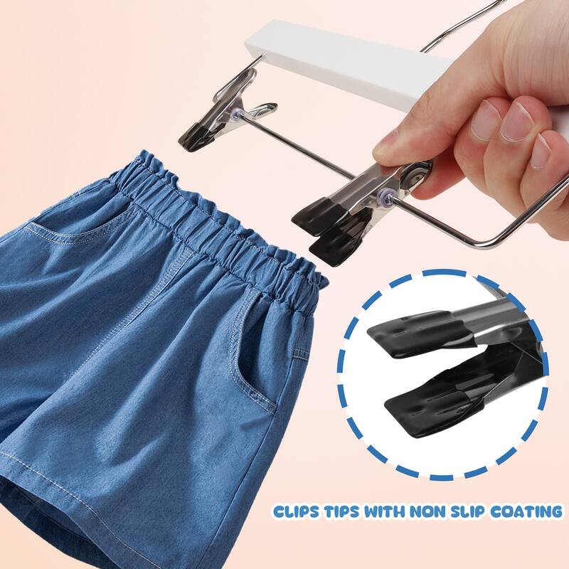 BP4U Kids Wooden Pants Skirts Hangers, Baby Solid Wood Hangers with Clips for Toddler & Children's Trousers, Slacks, Jeans