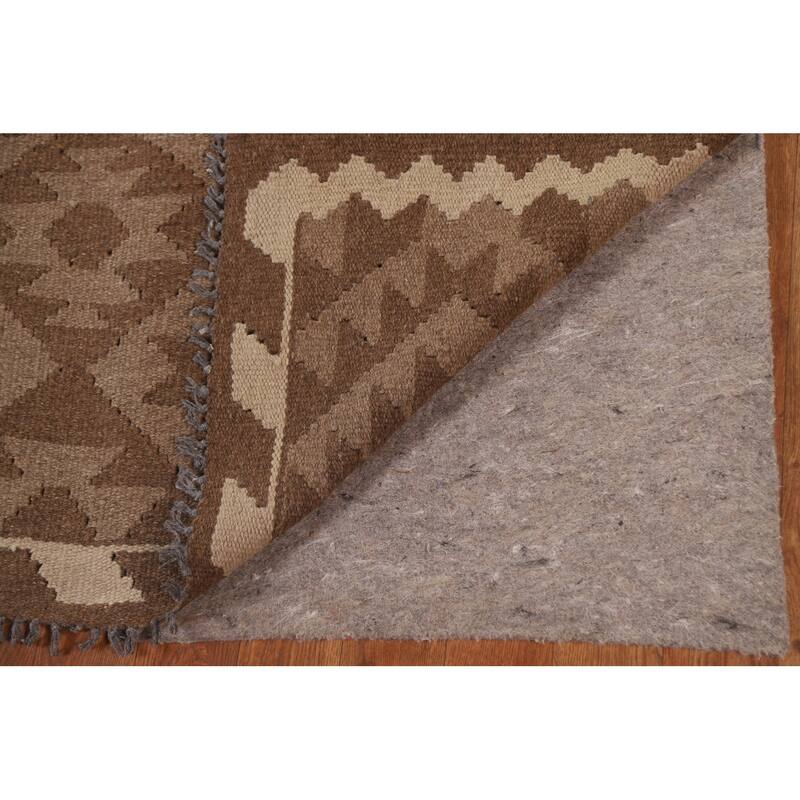 Geometric Kilim Reversible Area Rug Flat-weave Bedroom Wool Carpet - 5'1" x 7'10"