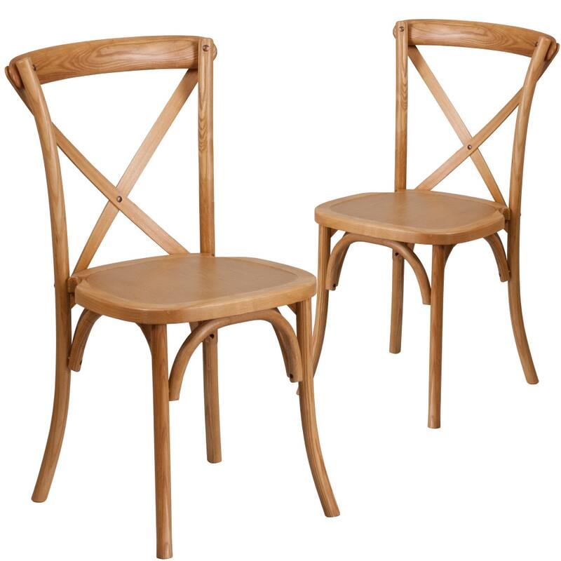 2 Pack Stackable Wood Cross Back Chair