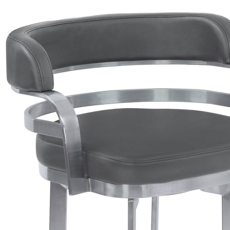 Faux Leather Counter Height Swivel Bar Chair with Silver Frame