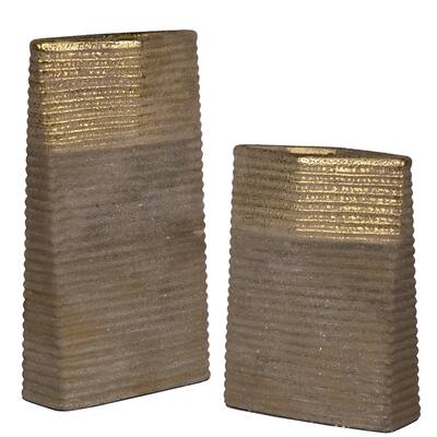 Uttermost Riaan Sand Ribbed Vases (Set of 2)