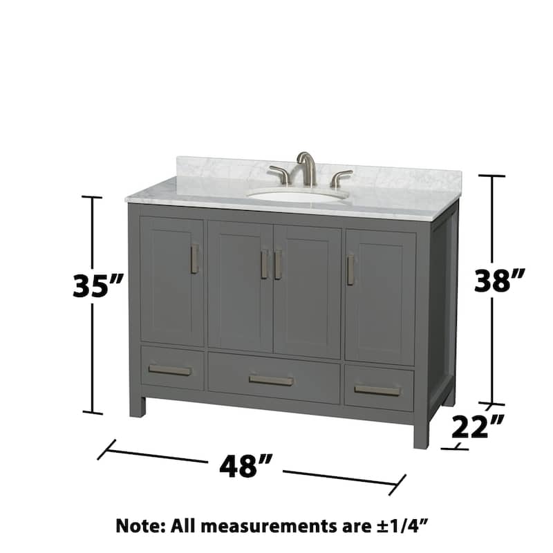 Wyndham Collection Sheffield 48" Freestanding Vanity Set with Hardwood