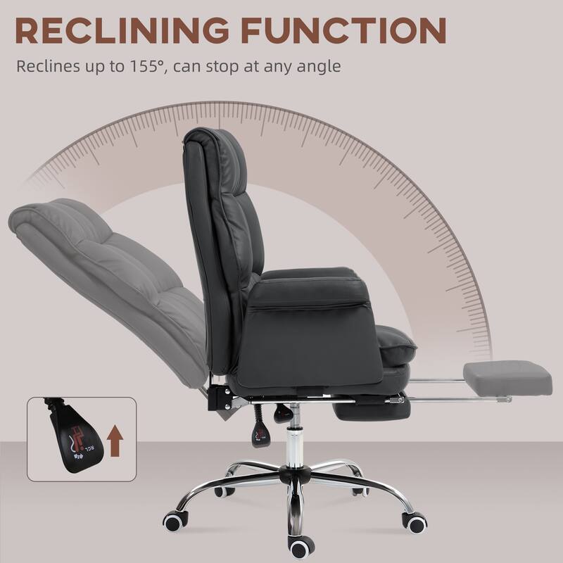 Leisure Chair Leather Visitor Chair with Footrest, Swivel Chair Ergonomic Chair Executive Chair with Wheels