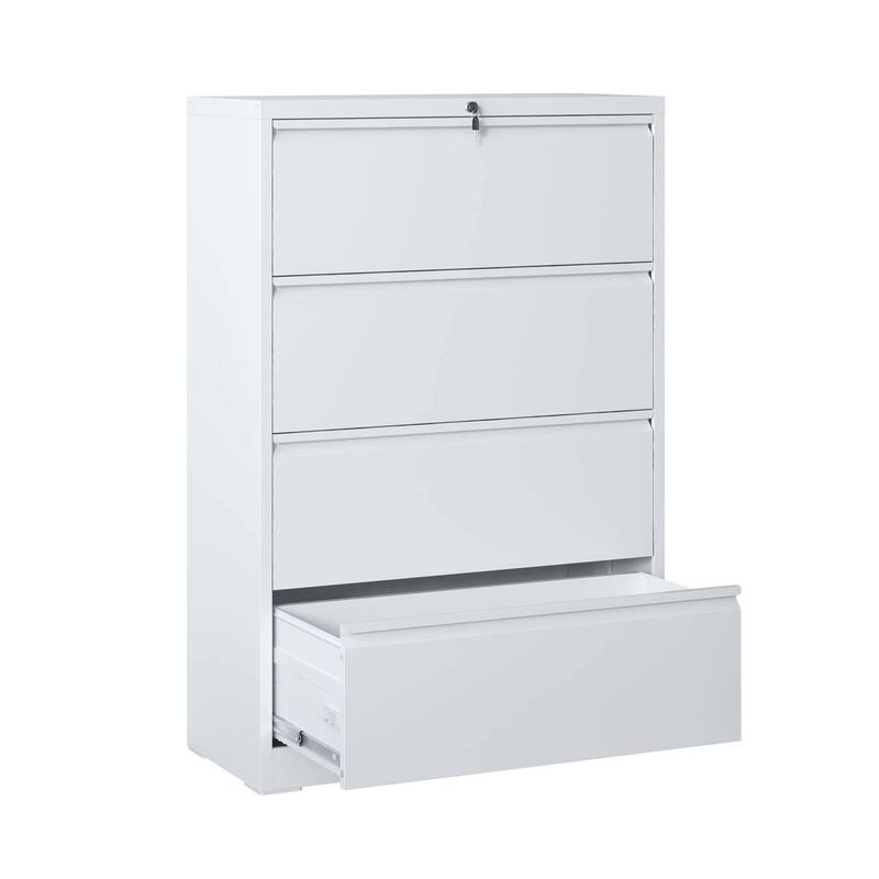 Lateral File Cabinet 4 Drawer - White