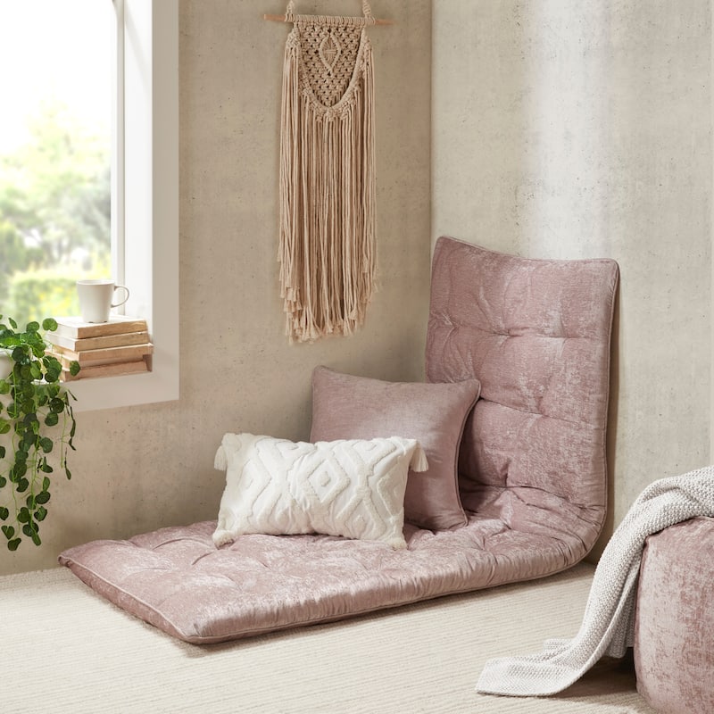 Intelligent Designs Arwen Poly Chenille Lounge Floor Pillow - Blush