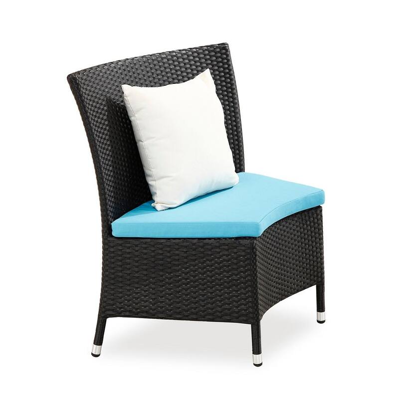 Manhattan Comfort Nightingdale Black 7-Piece Rattan Outdoor Dining Set with Green Cushions