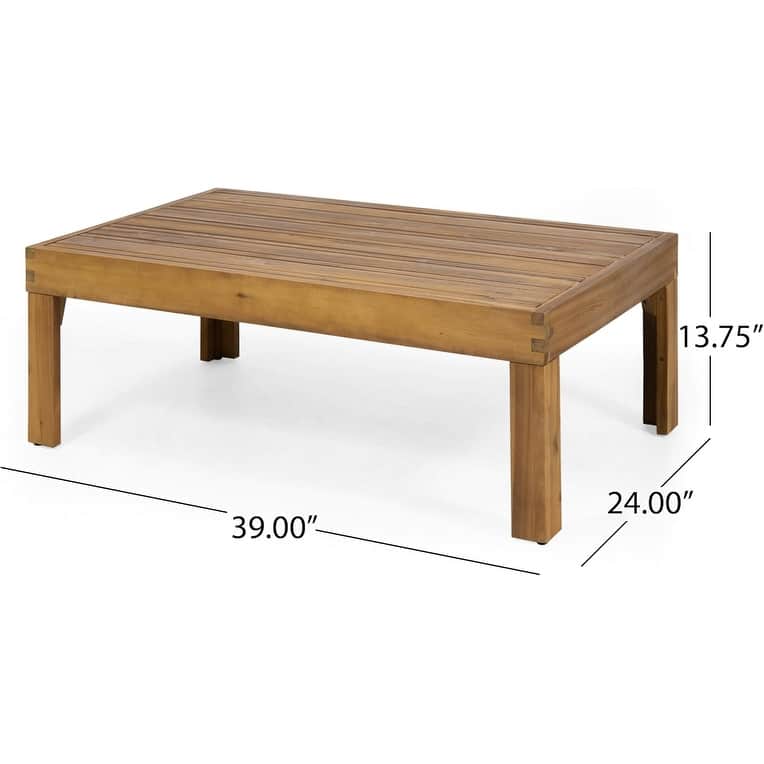 Roomfitters 4-Seater Acacia Wood Outdoor Chat Set with Wicker Accents and Cushions, Teak Beige