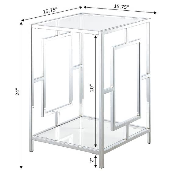 dimension image slide 1 of 2, Convenience Concepts Town Square Chrome End Table with Shelf