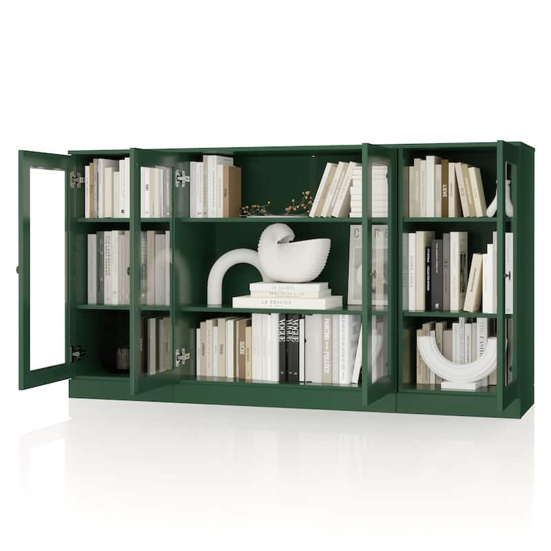 Palace Imports 100% Solid Wood 65" Sideboard with Clear Glass Doors and Adjustable Shelves