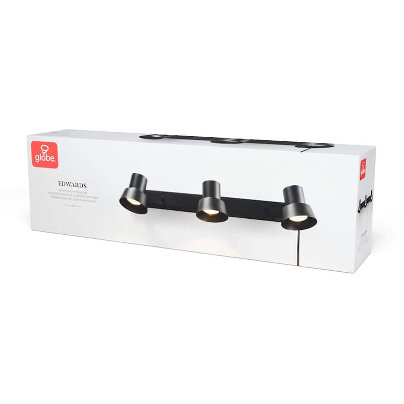 22" 3-Light Matte Black Plug-In Track Lighting with Pivoting Track Heads - 3.8"