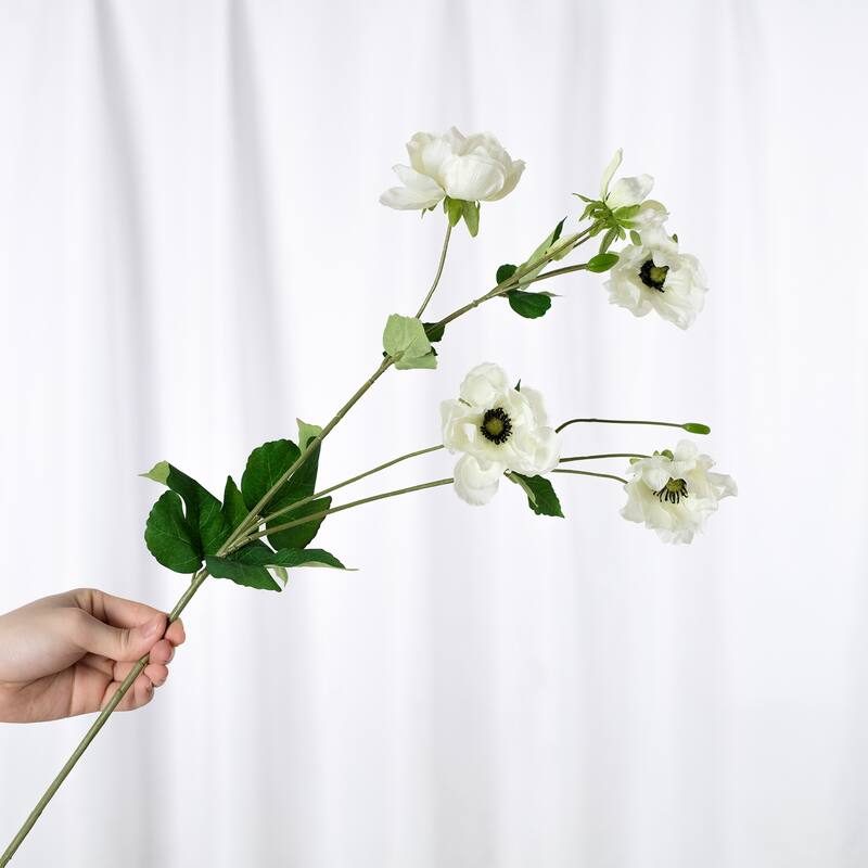 Silk Decorative Artificial Anemone cathayensis(Pack of 1 Branch)
